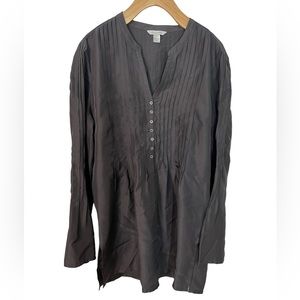 Garnet Hill 100% Silk Pleated Bell Sleeve Tunic Top 8